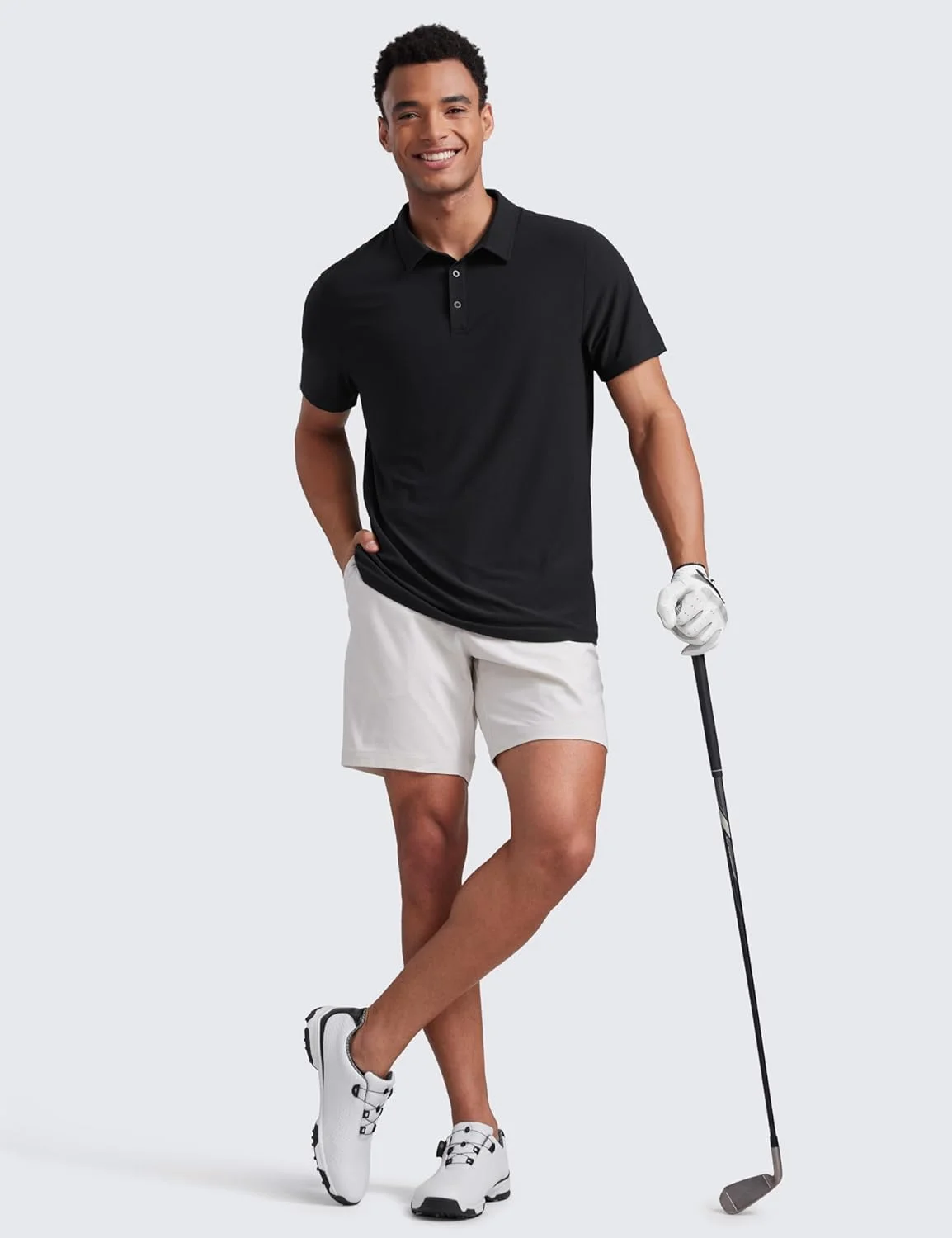 پولوشرت آستین کوتاه مردانه CRZ YOGA Cloudweight، فیت باریک، سبک وزن، دارای قابلیت جذب رطوبت، مناسب ورزش و استفاده روزمره، دکمه دار، مناسب گلف