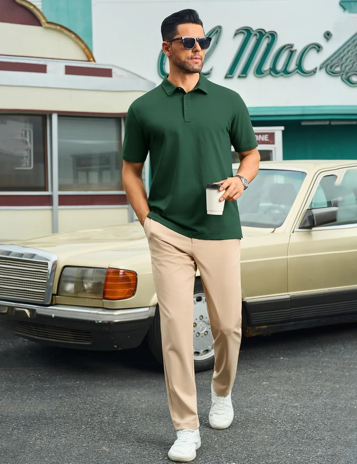 پولوشرت مردانه Cotrasen آستین کوتاه پنبه ای یقه دار دکمه دار کلاسیک مناسب تیشرت های روزمره