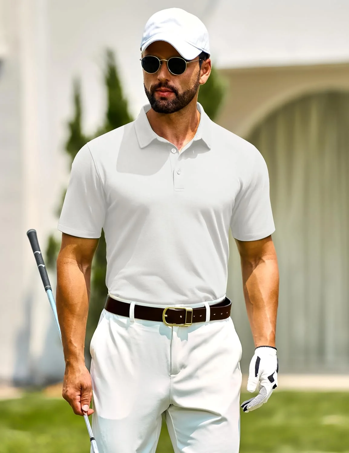 پولوشرت مردانه Cotrasen آستین کوتاه، پنبه نرم، پیراهن های یقه دار سه دکمه، مدل کلاسیک، مناسب استفاده روزمره و گلف