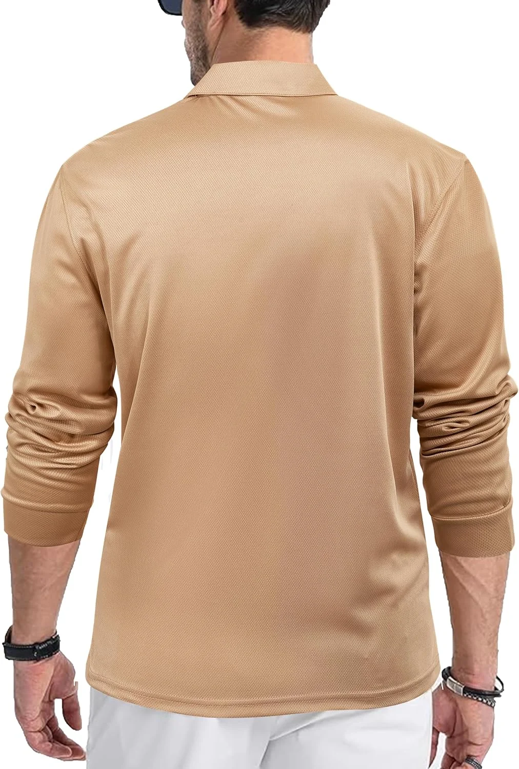 پولوشرت مردانه دکمه دار آستین بلند کلاسیک، پیراهن گلف یقه دار سبک وزن برای مردان