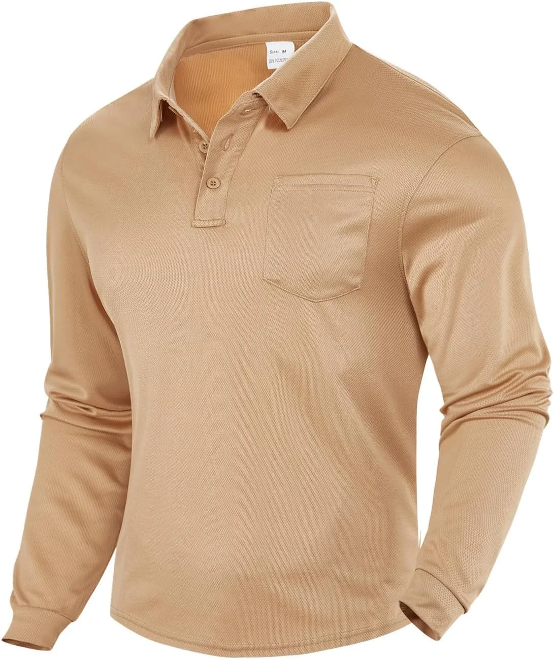 پولوشرت مردانه دکمه دار آستین بلند کلاسیک، پیراهن گلف یقه دار سبک وزن برای مردان