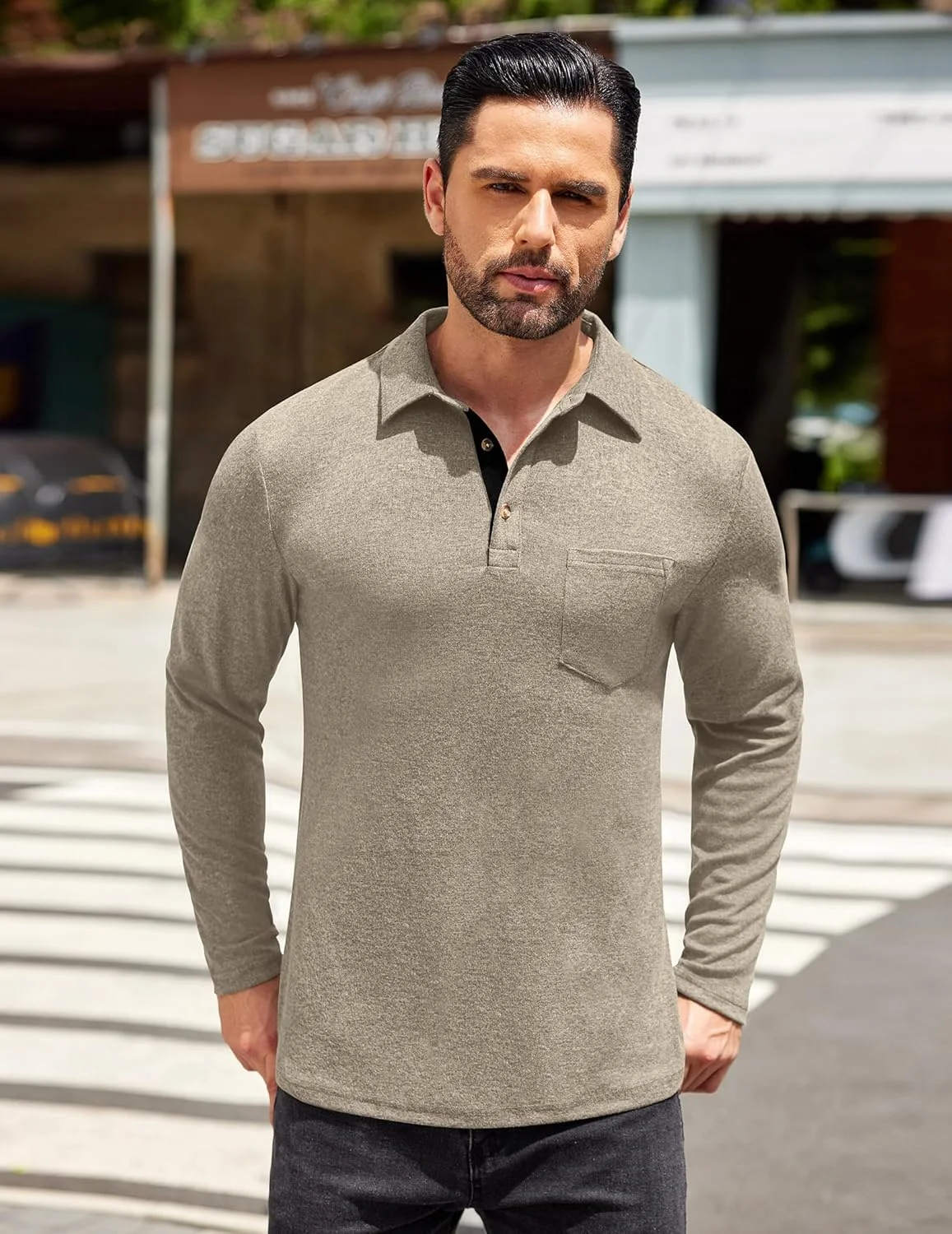 پیراهن پولو آستین بلند مردانه COOFANDY، پیراهن دکمه دار غیر رسمی با جیب، تی شرت یقه دار سبک وزن