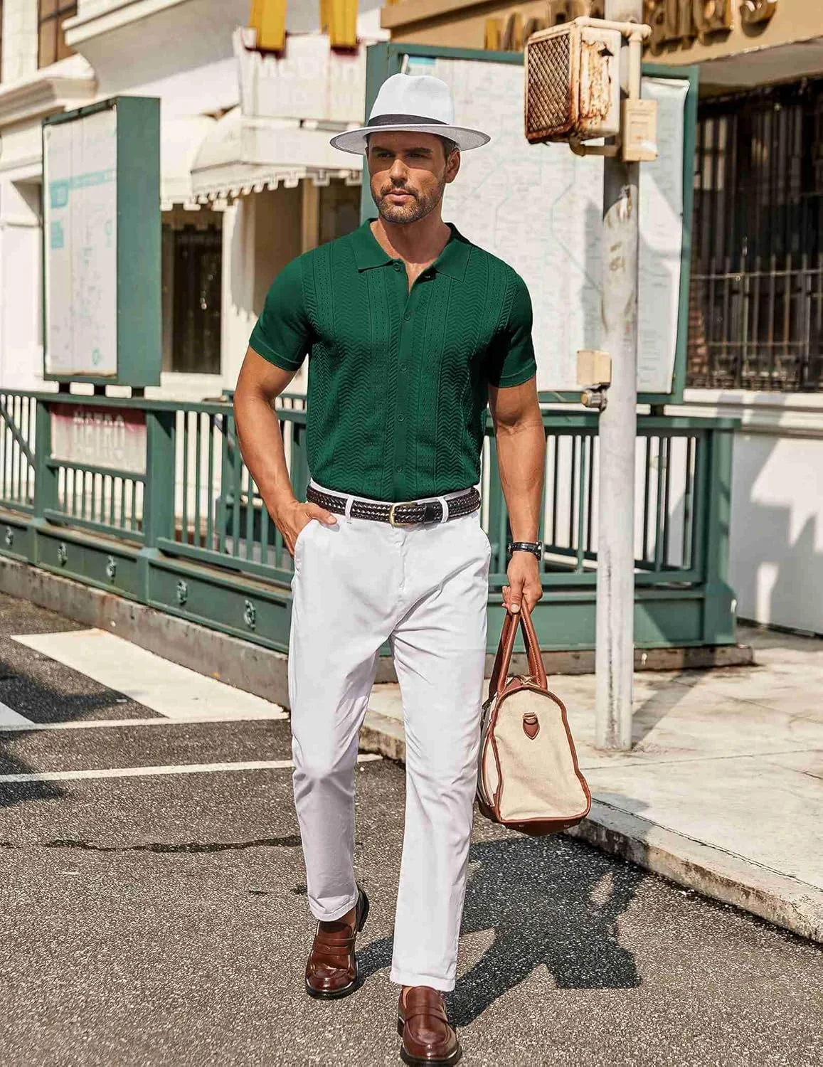 پیراهن مردانه بافتنی دکمه دار آستین کوتاه تابستانی غیر رسمی مناسب تعطیلات ساحلی