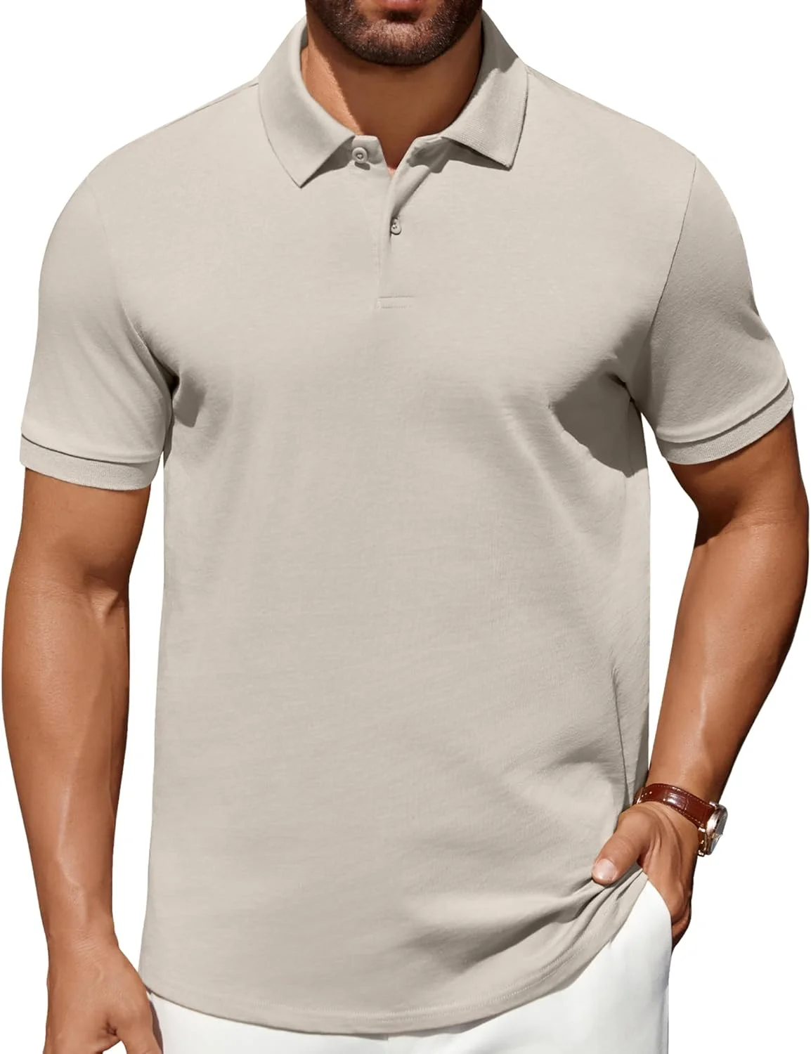 COOFANDY Men Polo Shirts Short Sleeve Quick Drying Athletic Collared Golf Shirts Moisture Wicking Tees