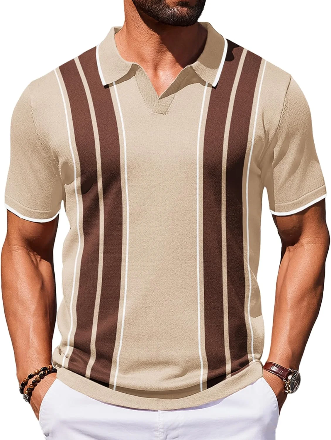 پولوشرت مردانه آستین کوتاه بافتنی غیر رسمی، تاپ های طرح گلف