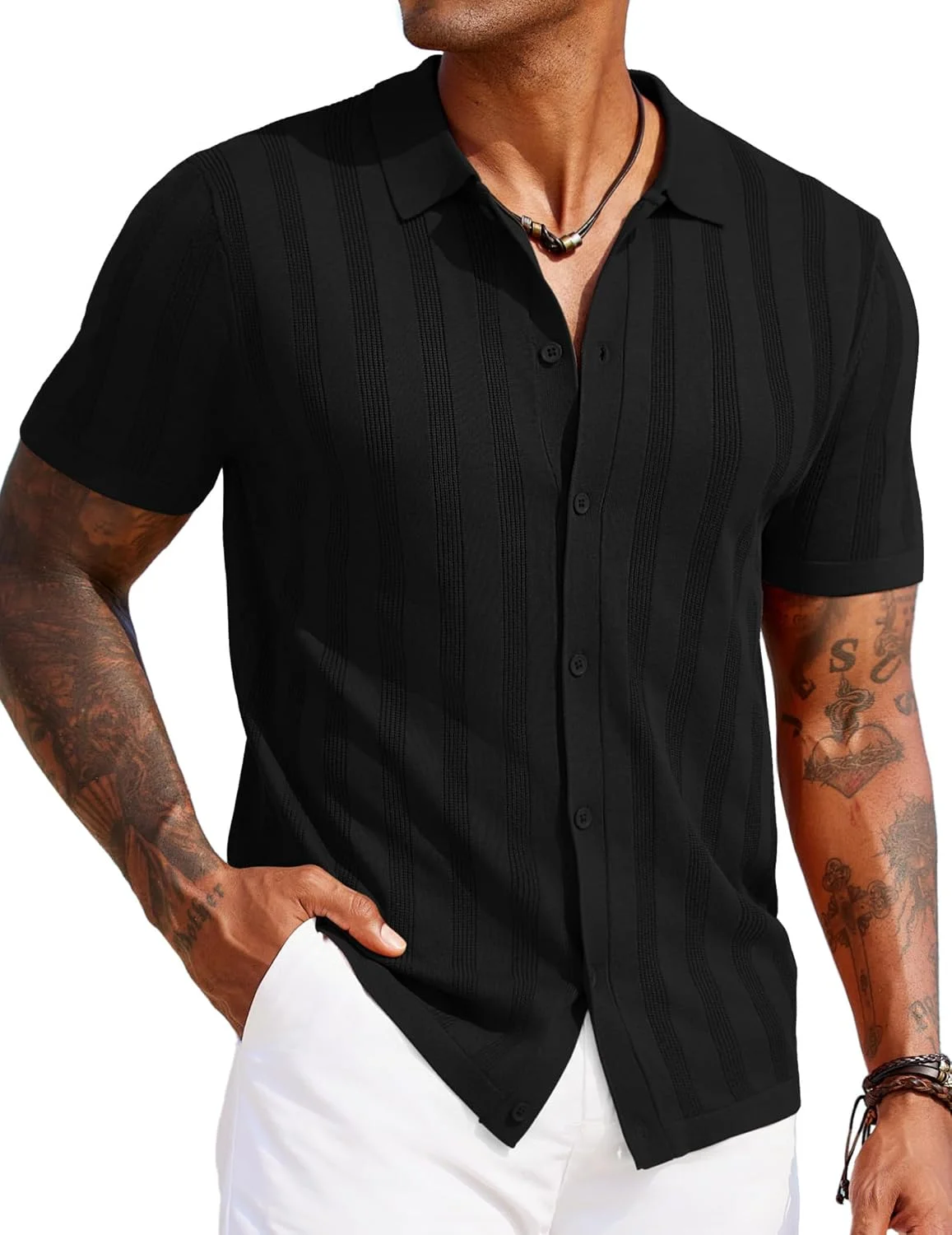 پیراهن پولو بافتنی مردانه COOFANDY، پیراهن دکمه دار طرح قدیمی آستین کوتاه، پیراهن هاوایی، مد تابستانی 2025، پیراهن های ساحلی