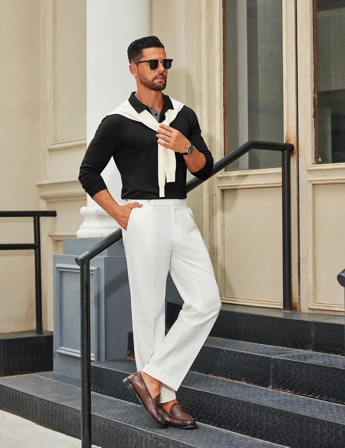 پیراهن های پولو آستین بلند مردانه COOFANDY، پیراهن های یقه دار پنبه ای، پولو های غیر رسمی تجاری، تی شرت های کلاسیک گلف