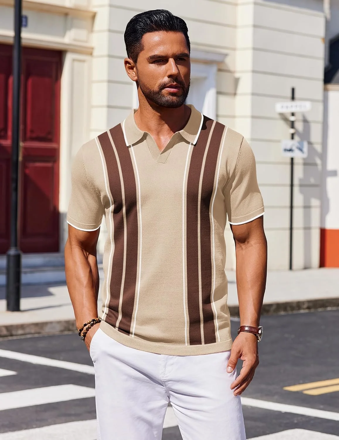 پولوشرت مردانه آستین کوتاه بافتنی غیر رسمی، تاپ های طرح گلف