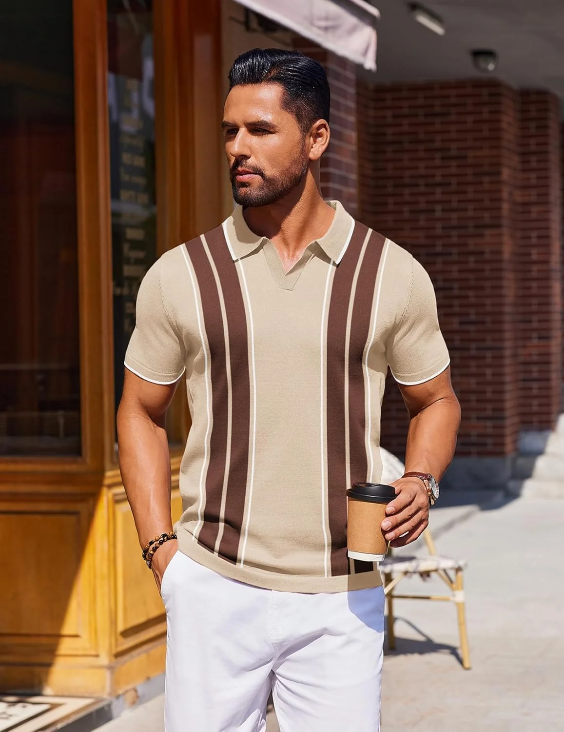 پولوشرت مردانه آستین کوتاه بافتنی غیر رسمی، تاپ های طرح گلف