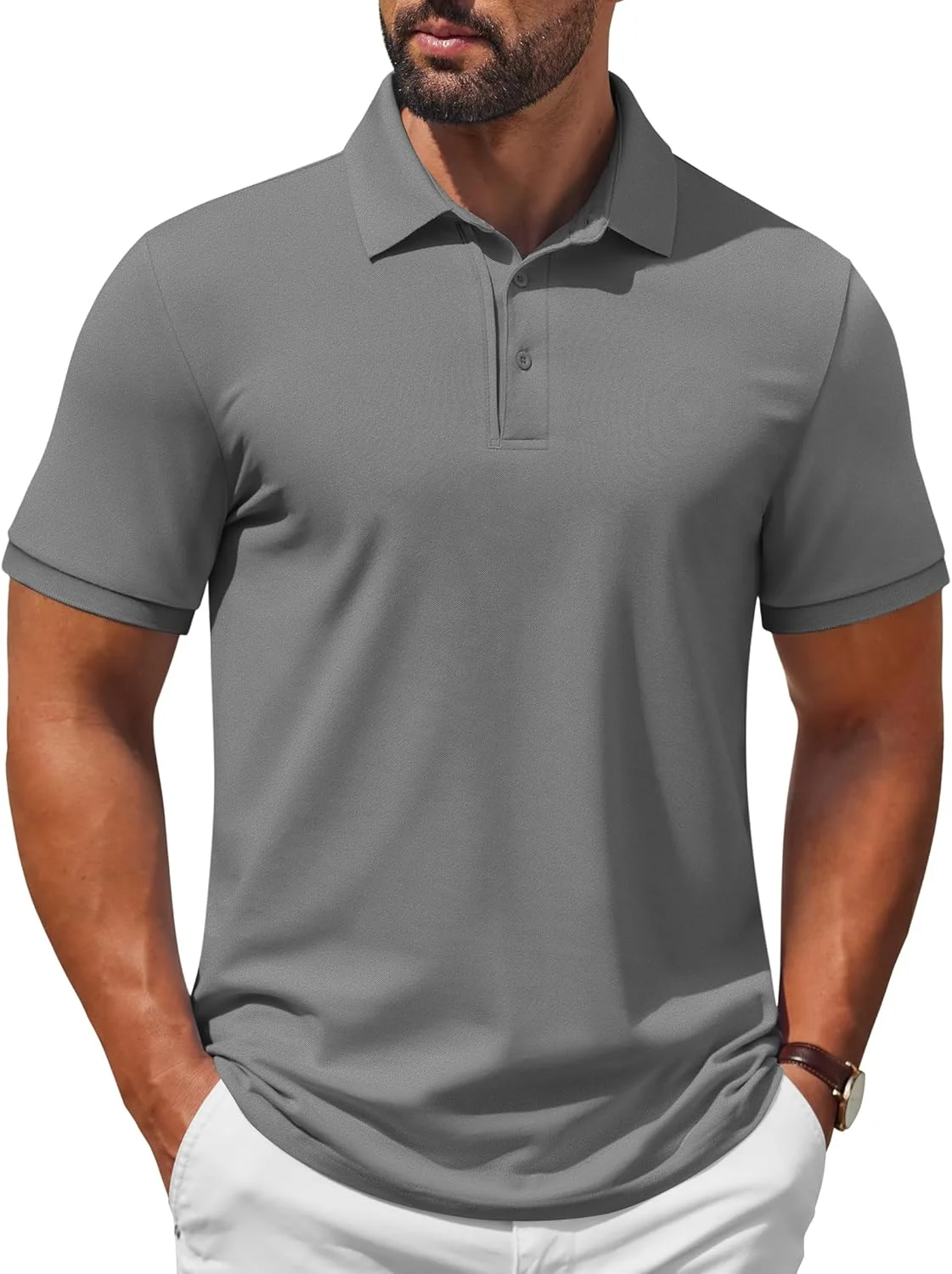 پولوشرت آستین کوتاه مردانه برای گلف، خشک‌شونده سریع، محافظت از آفتاب UFP50+، تی‌شرت‌های سبک