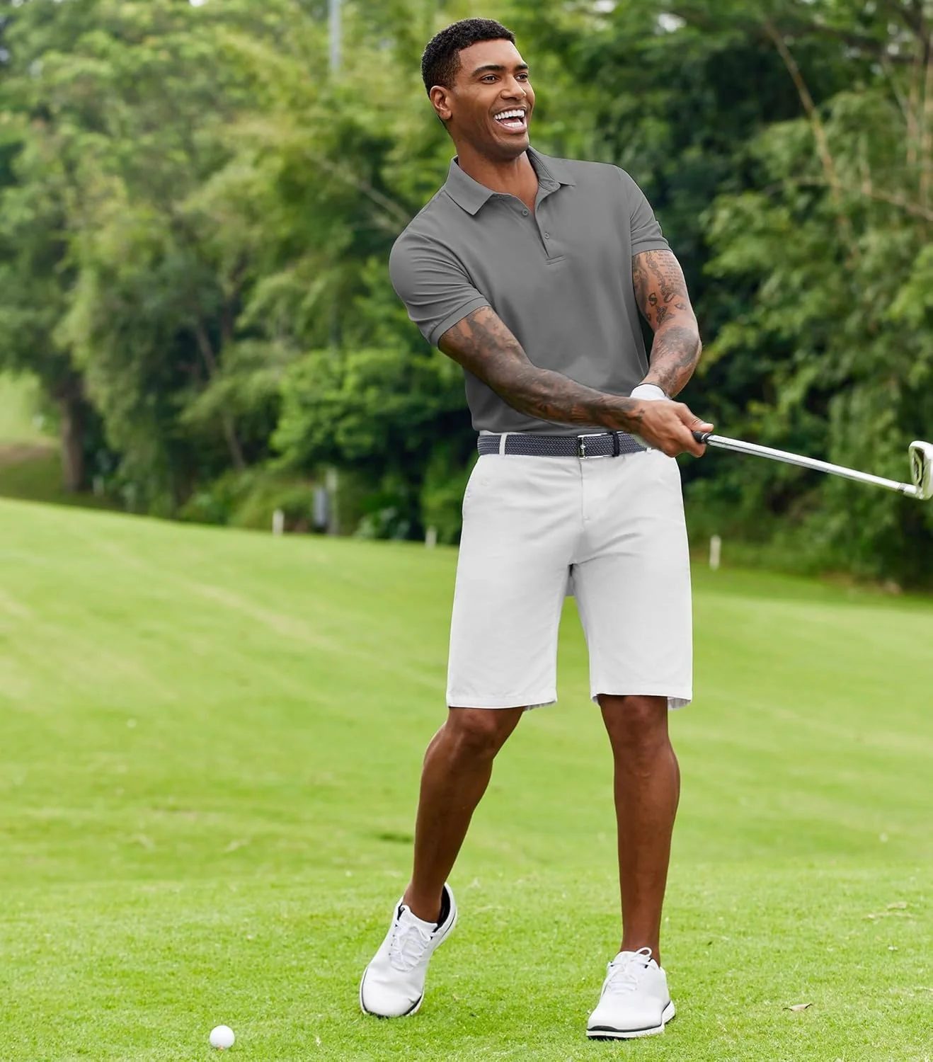 پولوشرت آستین کوتاه مردانه برای گلف، خشک‌شونده سریع، محافظت از آفتاب UFP50+، تی‌شرت‌های سبک