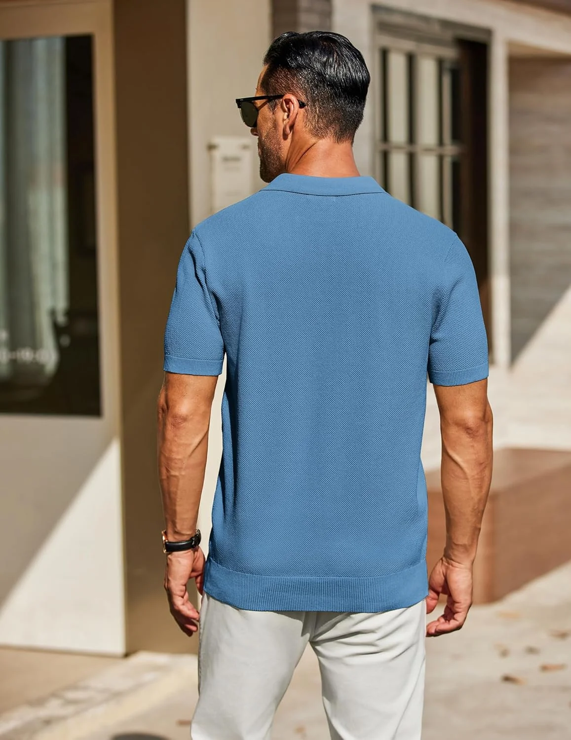 پولوشرت بافتنی مردانه کوفندی، آستین کوتاه، مدل کلاسیک، تیشرت بافت دار یقه دار غیر رسمی پولوشرت بافتنی مردانه کوفندی، آستین کوتاه، مدل کلاسیک، تیشرت بافت دار یقه دار غیر رسمی