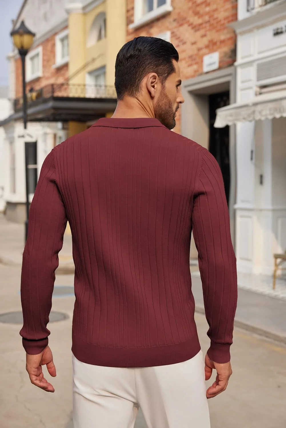 پلیور آستین بلند مردانه COOFANDY با یقه پولو، بافتنی، گرم و غیر رسمی مناسب زمستان