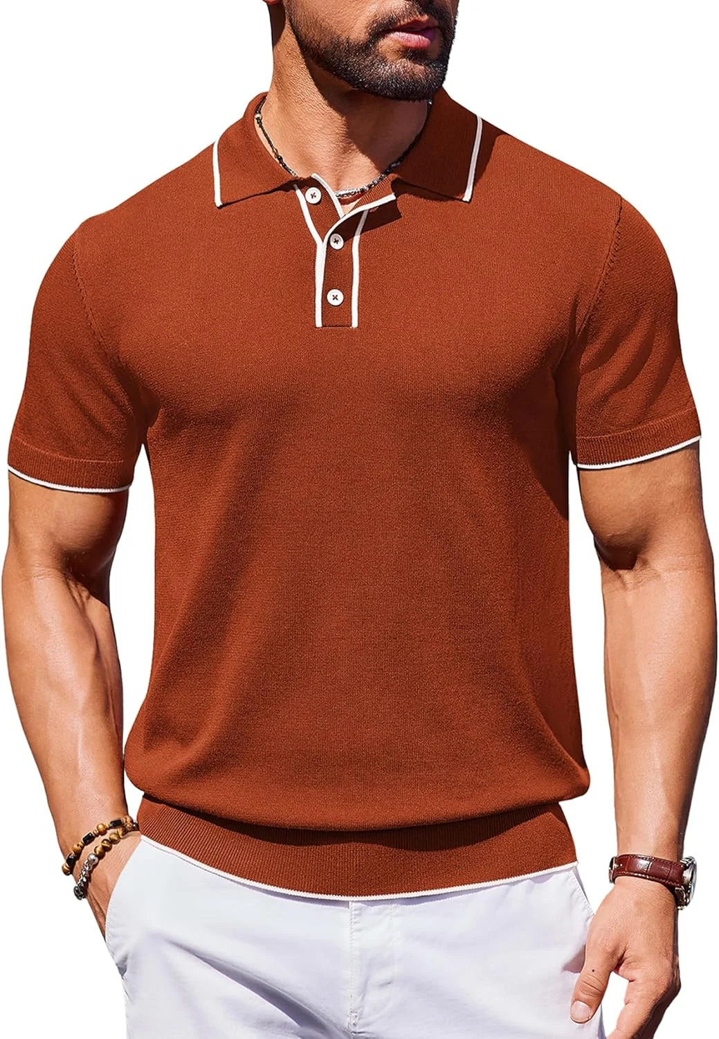 پولوشرت بافتنی مردانه COOFANDY آستین کوتاه، پولوشرت کشی وینتیج، تیشرت های گلف تابستانی غیر رسمی