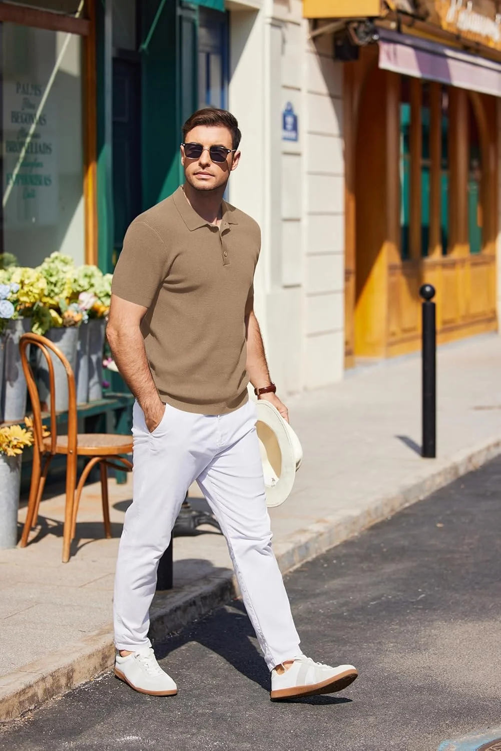 پولوشرت بافتنی مردانه COOFANDY، مدل جذب، سبک وزن، مناسب تجارت، یقه دار، با بافت دنده ای، مناسب تابستان و استفاده روزمره