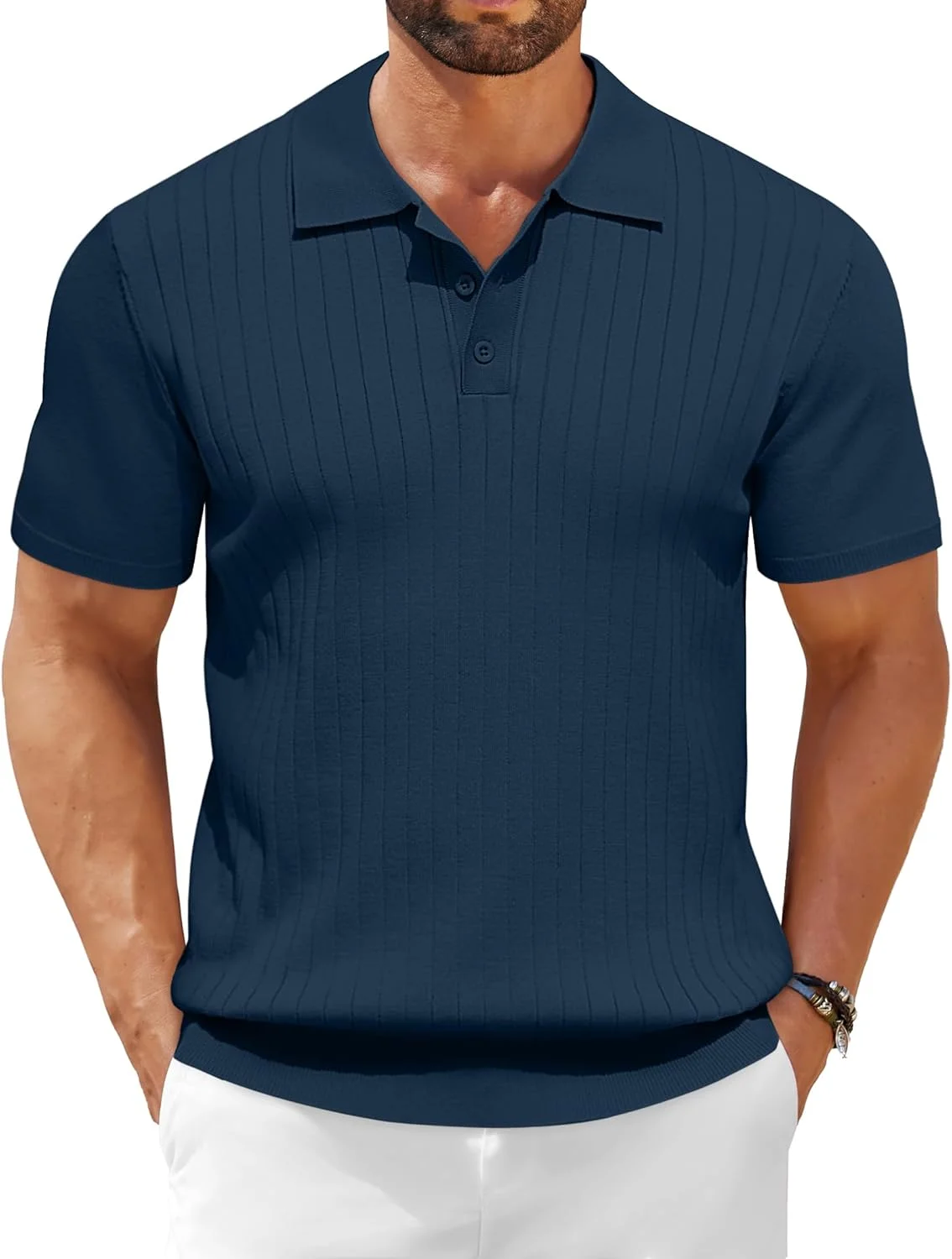 پولوشرت بافتنی مردانه COOFANDY آستین کوتاه، پیراهن بافتنی راه راه، پیراهن های گلف سبک و غیر رسمی تابستانی