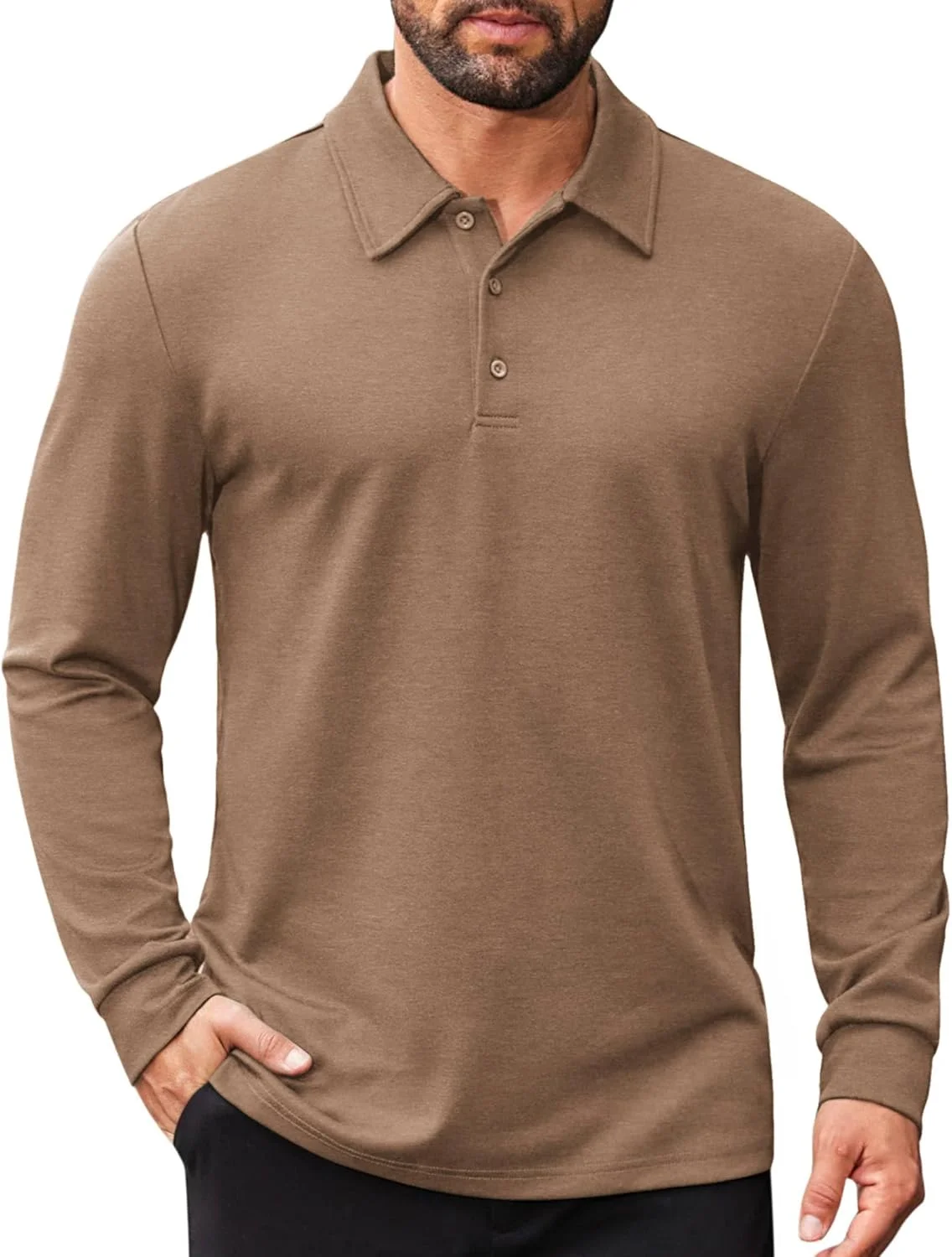 پیراهن پولو آستین بلند مردانه COOFANDY، مناسب برای محیط کار، پیراهن یقه دار غیر رسمی، بلوز سبک دکمه دار برای گلف