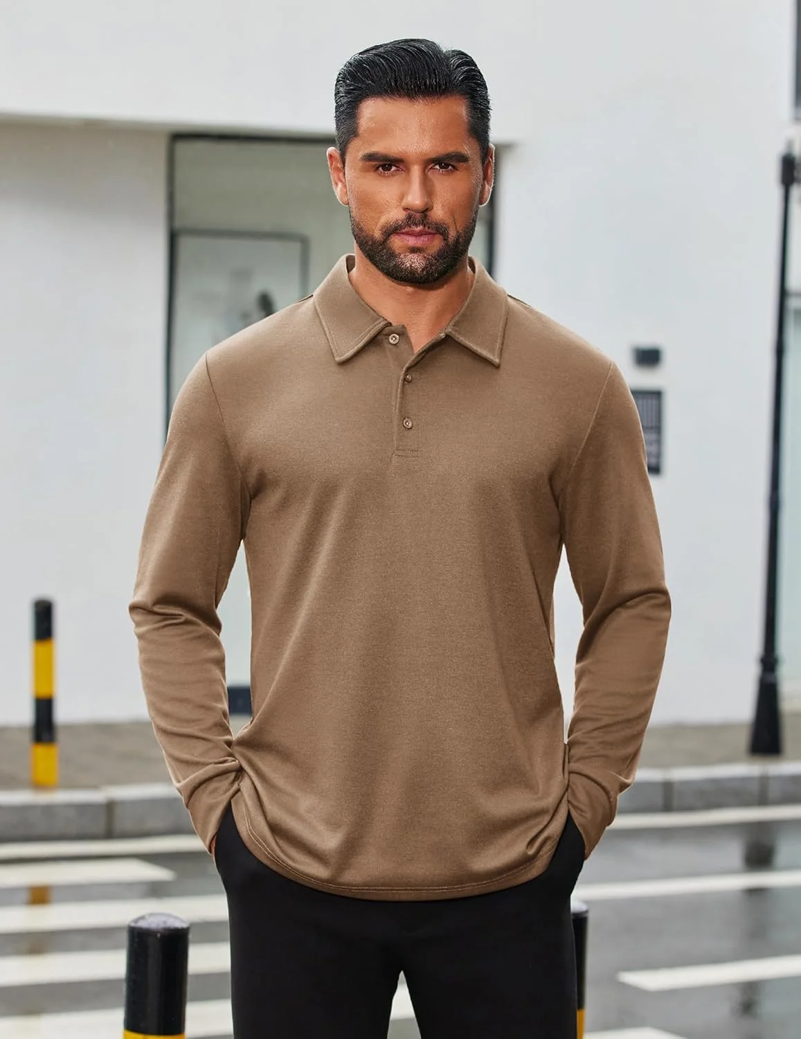 پیراهن پولو آستین بلند مردانه COOFANDY، مناسب برای محیط کار، پیراهن یقه دار غیر رسمی، بلوز سبک دکمه دار برای گلف پیراهن پولو آستین بلند مردانه COOFANDY، مناسب برای محیط کار، پیراهن یقه دار غیر رسمی، بلوز سبک دکمه دار برای گلف