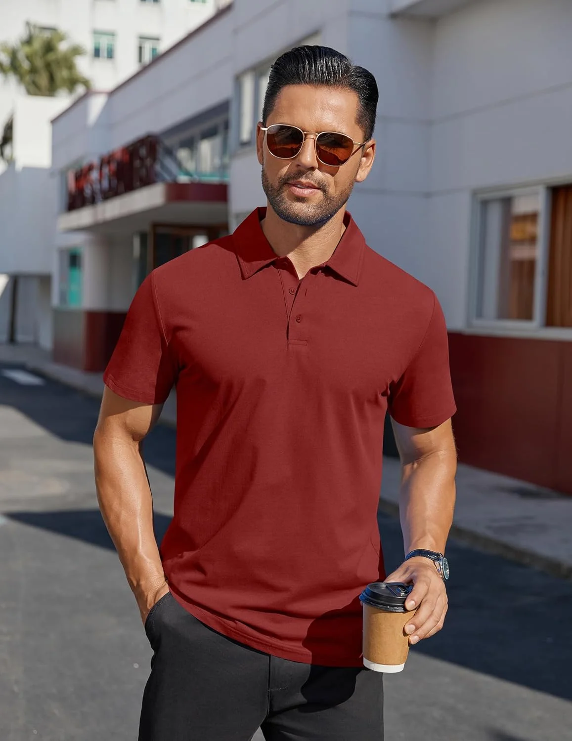 تی‌شرت پولو آستین کوتاه مردانه کوفندی، مناسب تابستان، کار، گلف، تی‌شرت‌های پولو تجاری، پیراهن راگبی مردانه با دکمه‌های ساده