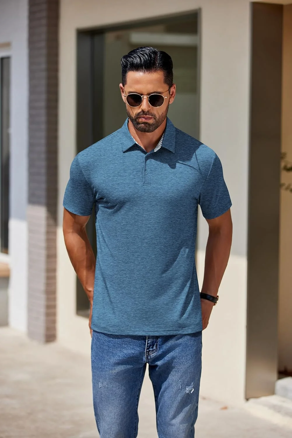 تی‌شرت پولو آستین کوتاه مردانه کوفندی، تیشرت دکمه‌دار کلاسیک و پایه، مناسب گلف و تابستان