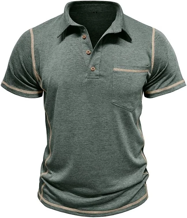 پولوشرت مردانه آستین کوتاه دکمه دار، تیشرت بیسیک گلف با جیب