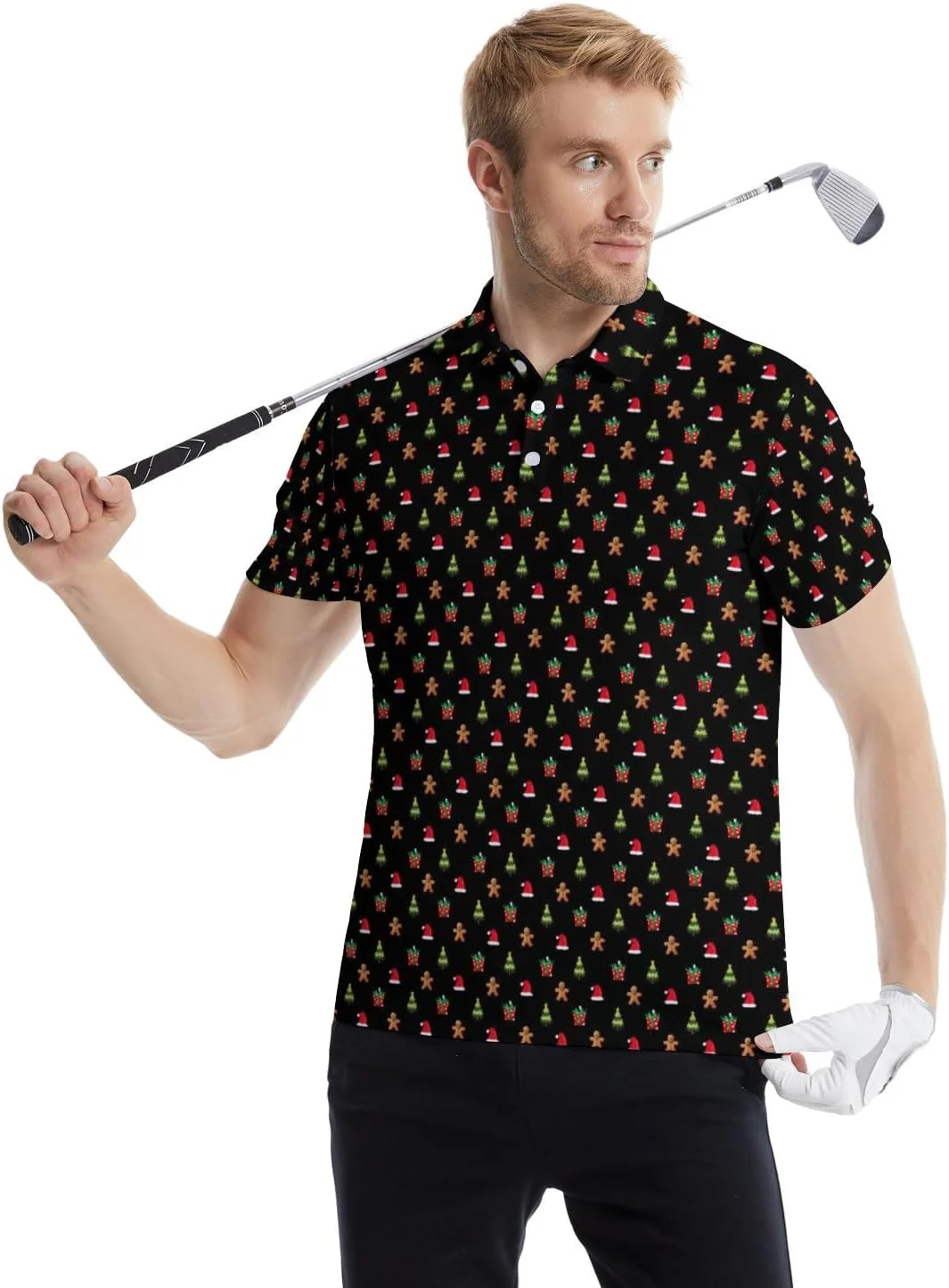پولوشرت های گلف مردانه با طرح های چاپی سرگرم کننده، آستین کوتاه، خشک شونده سریع و عملکرد بالا با قابلیت جذب رطوبت