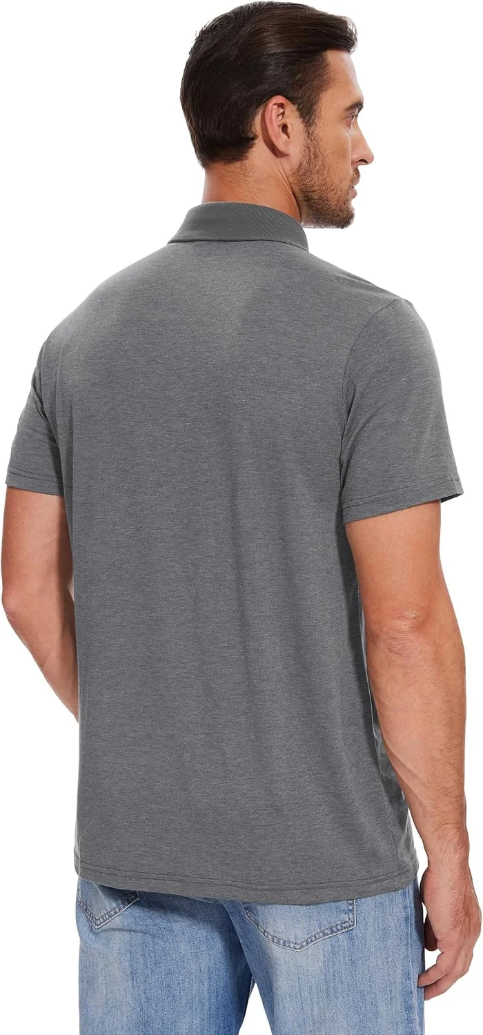 پولوشرت مردانه دکمه دار آستین کوتاه، تی شرت های رنگ ثابت شیک، سایزهای S-4x