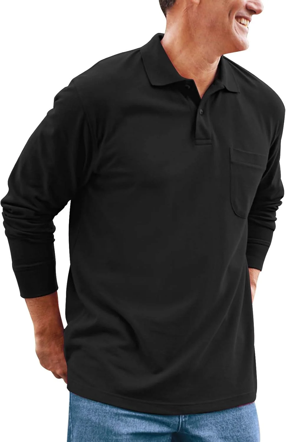 پولوشرت آستین بلند مردانه Brosloth، نخی، دارای جیب، با قابلیت جذب رطوبت، کلاسیک، مناسب ورزش و گلف