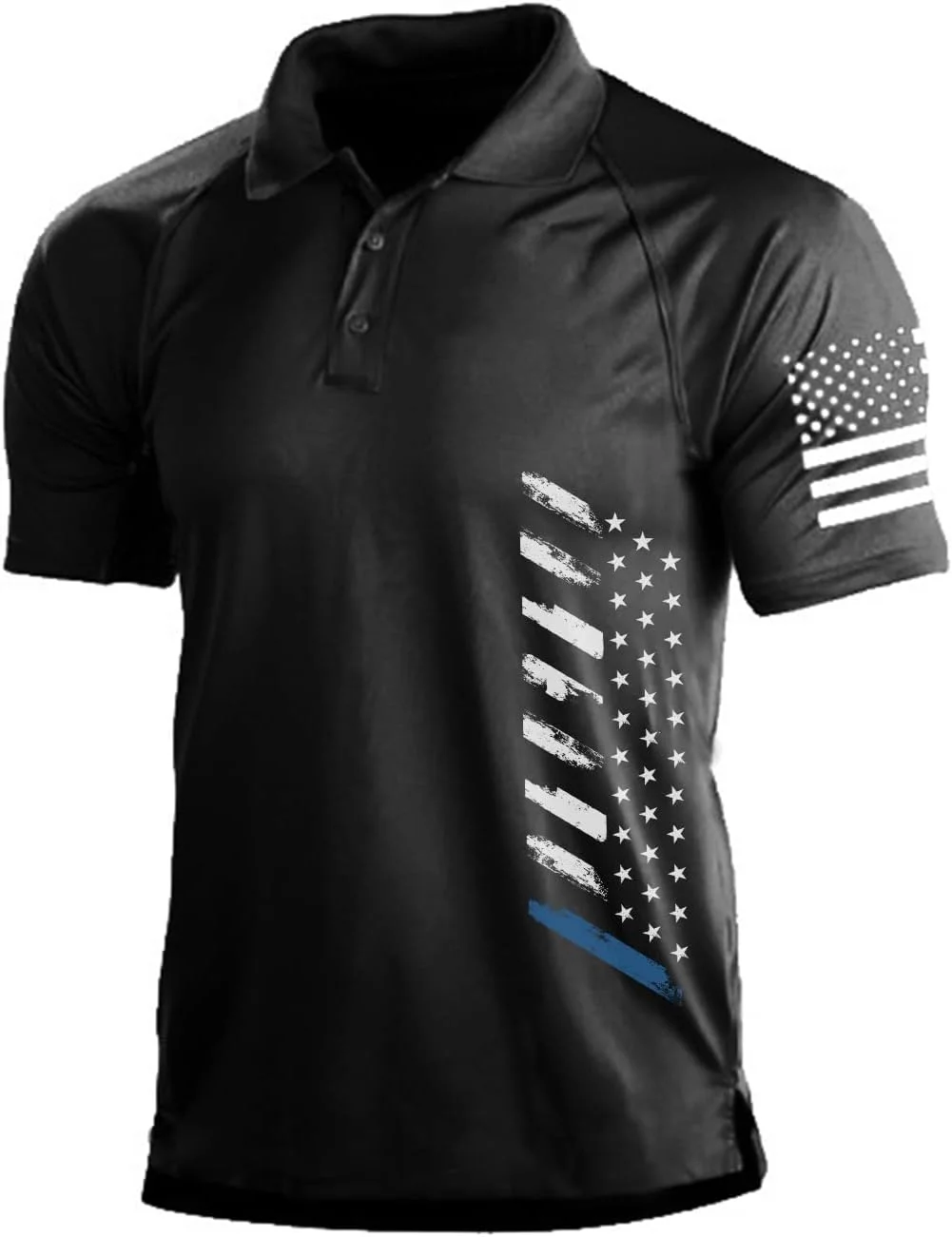 پولوشرت مردانه آستین کوتاه با طرح پرچم آمریکا، خشک‌شونده سریع، مناسب گلف و ورزش
