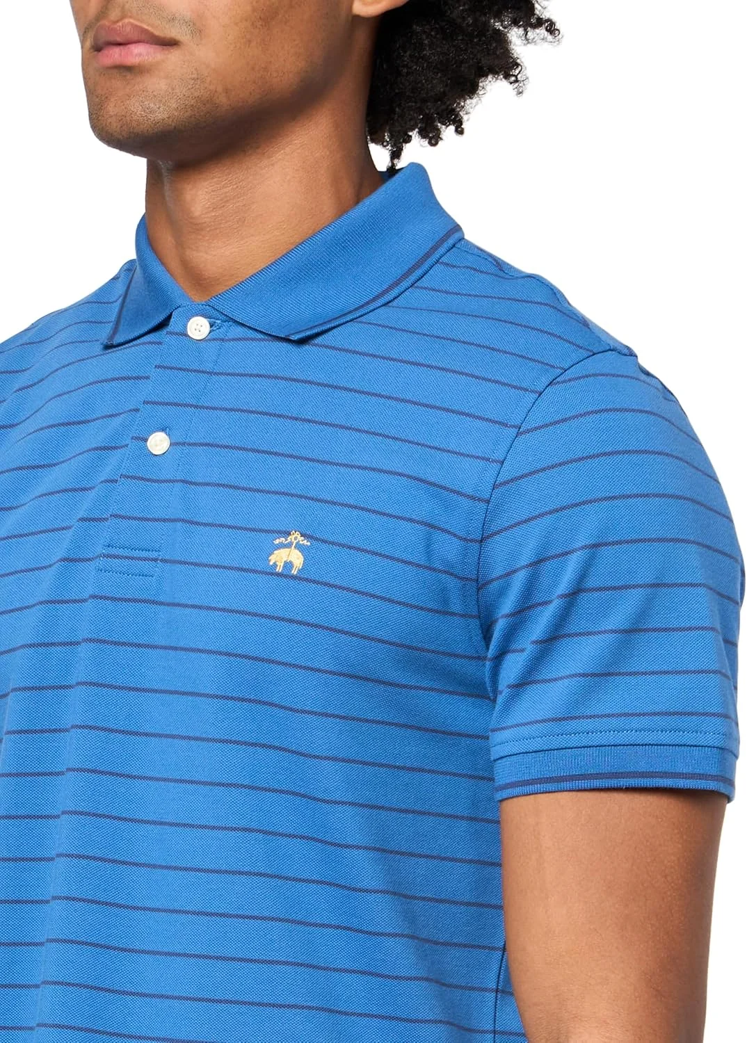 پولوشرت آستین کوتاه مردانه بروکس برادرز با لوگو و پارچه کشی پنبه ای