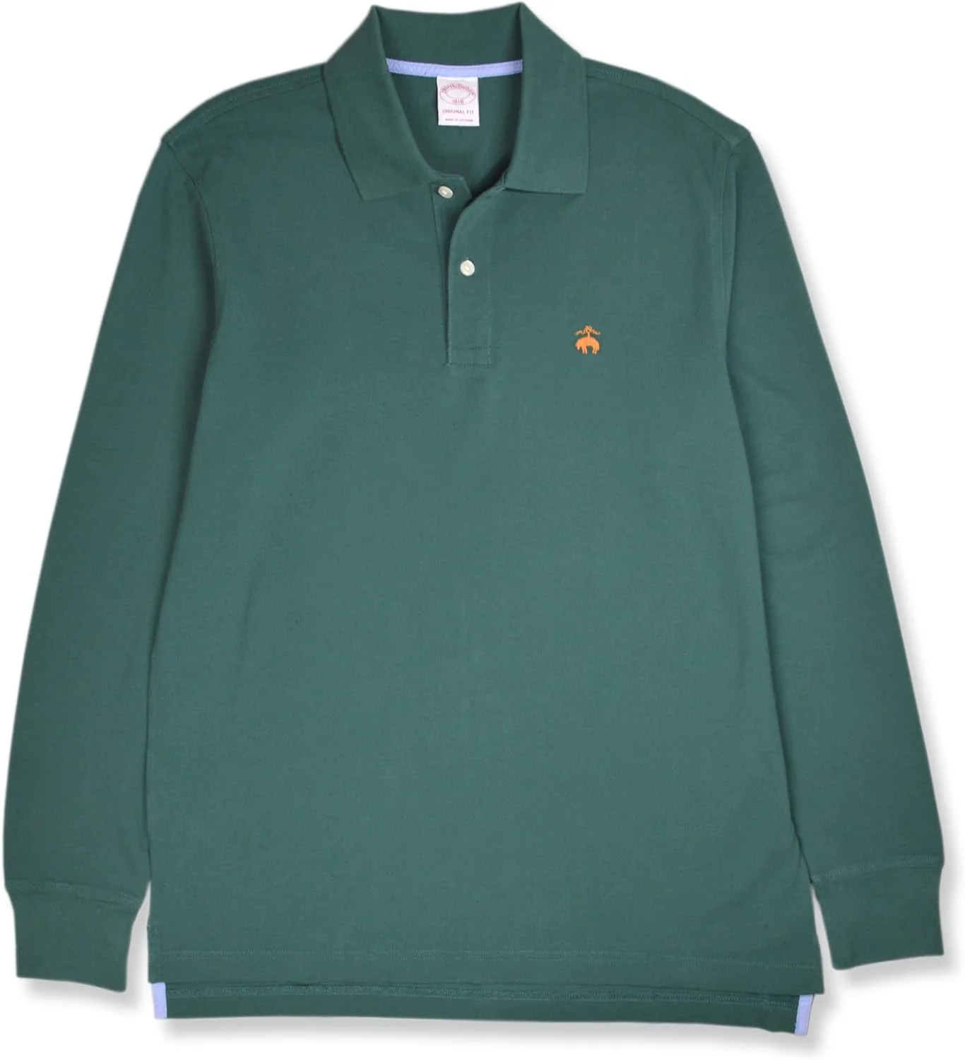 پیراهن پولو آستین بلند مردانه بروکس برادرز، جنس تمام پنبه با بافت توری کلاسیک