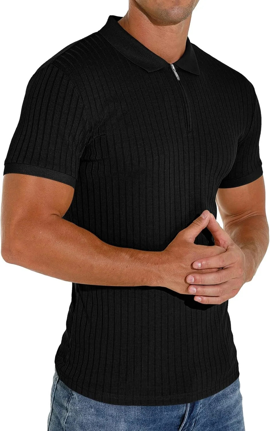 پولوشرت مردانه Askdeer، مدل جذب، آستین کوتاه/بلند، تی‌شرت زیپ‌دار، مناسب گلف، تی کلاسیک