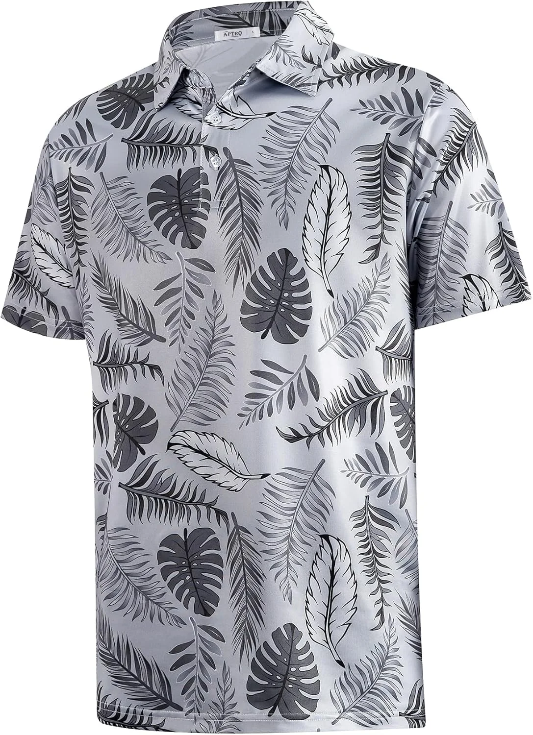پولوشرت مردانه APTRO مناسب گلف، پولوشرت هاوایی رطوبت گیر با طرح چاپی و آستین کوتاه