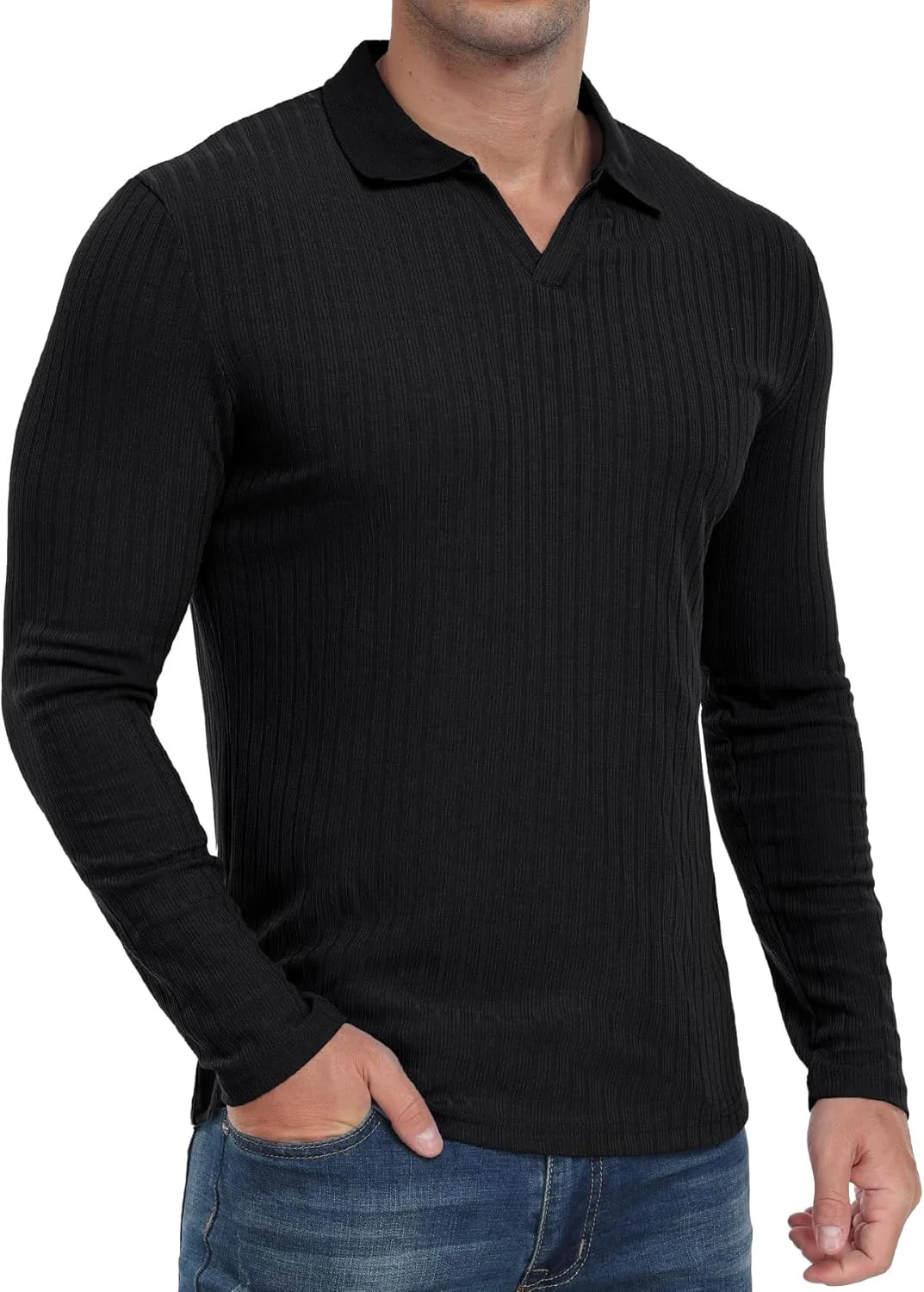 تی‌شرت پولو مردانه Askdeer، یقه هفت، فیت باریک، بافتنی، آستین کوتاه/بلند، مناسب گلف و استفاده روزمره