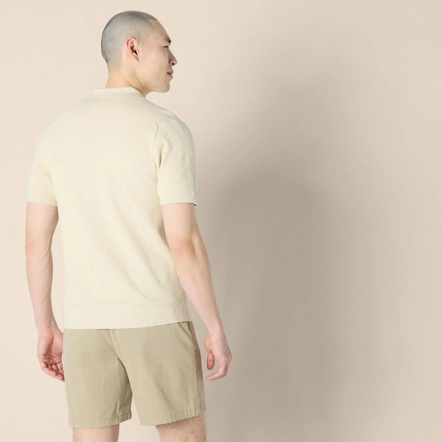 پلیور یقه دار آستین کوتاه با بافت معمولی مردانه آمازون اسنشیالز