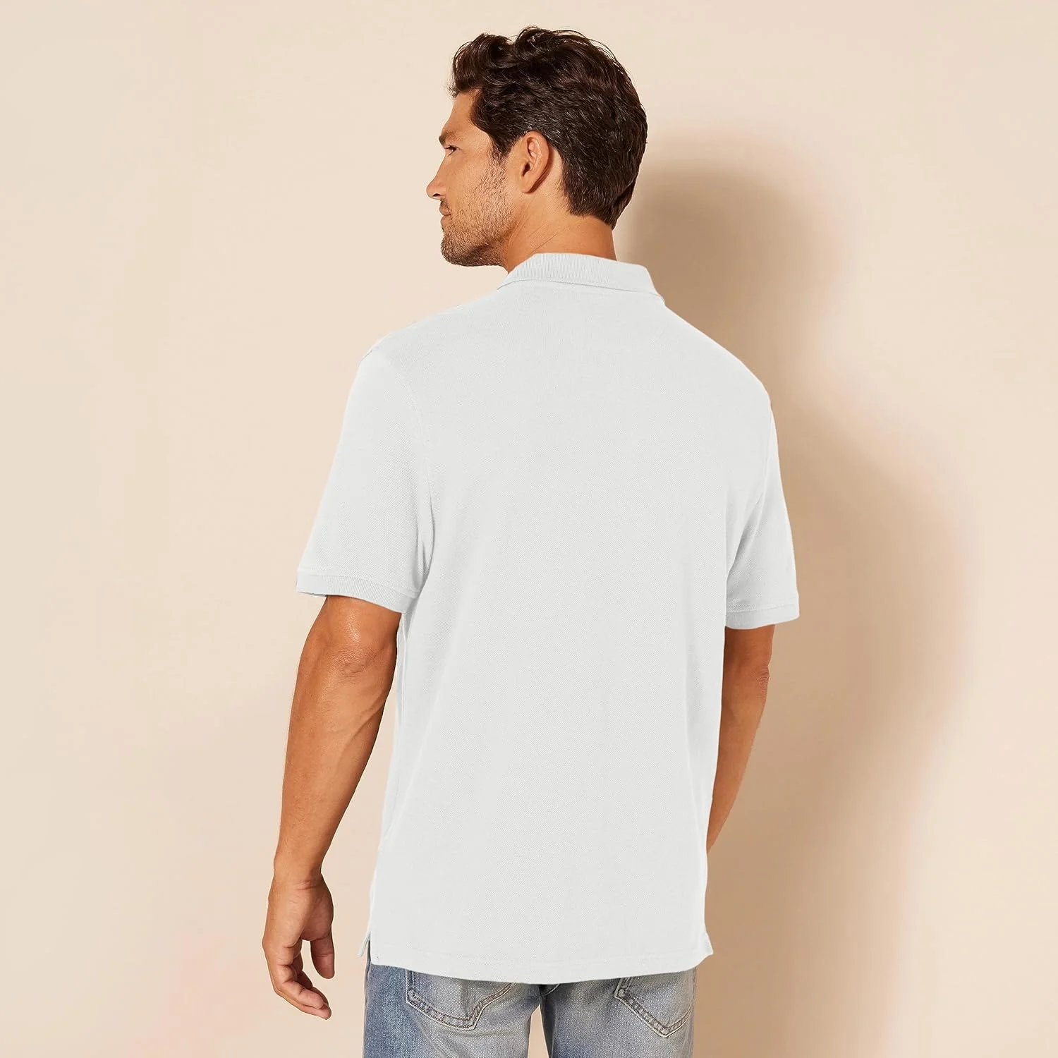 پولوشرت آستین کوتاه مردانه آمازون اسنشیالز، مدل Slim-Fit از جنس پنبه پیکه