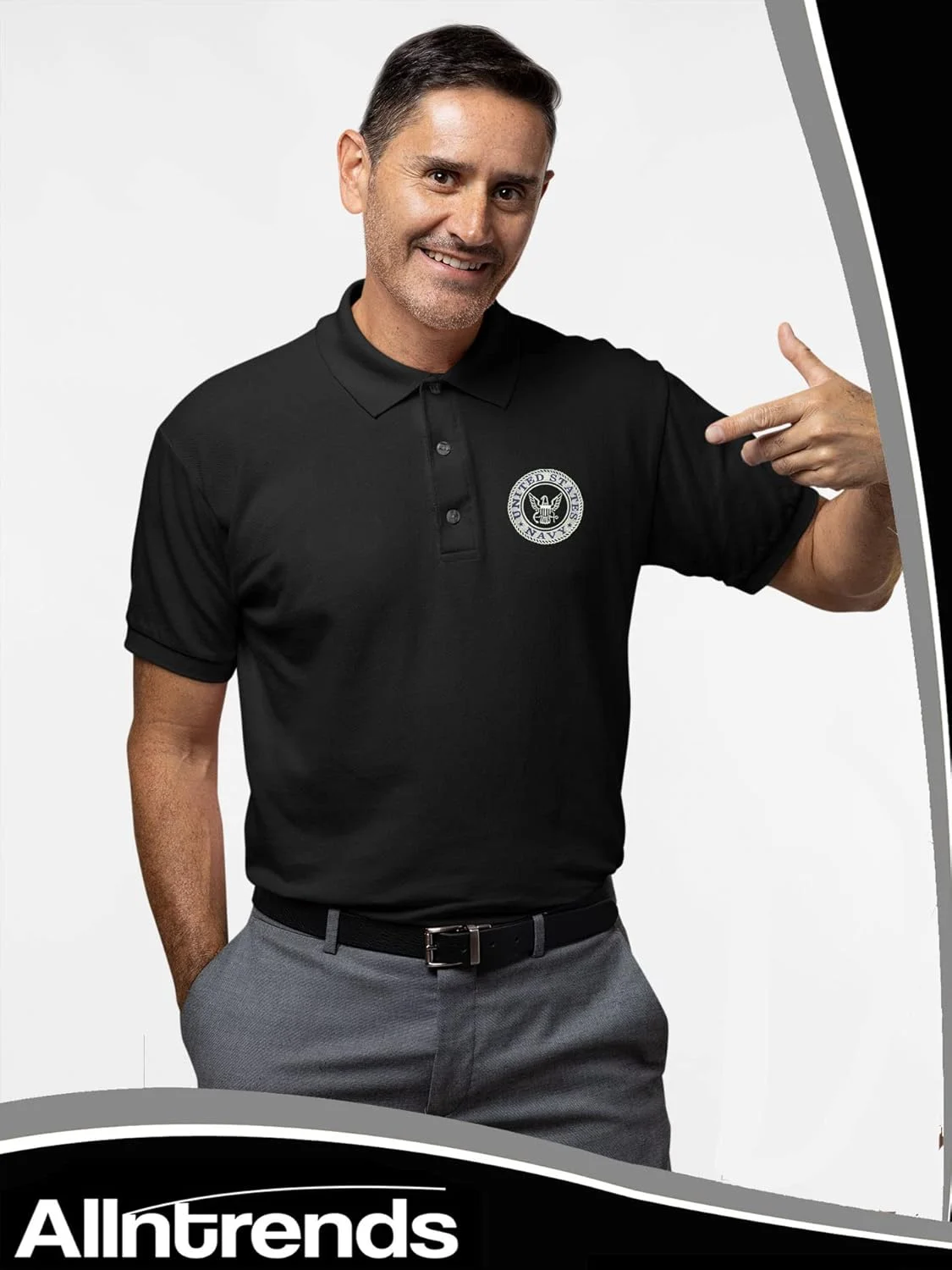 تی شرت پولو مردانه با طرح گلدوزی نیروی دریایی ایالات متحده آمریکا