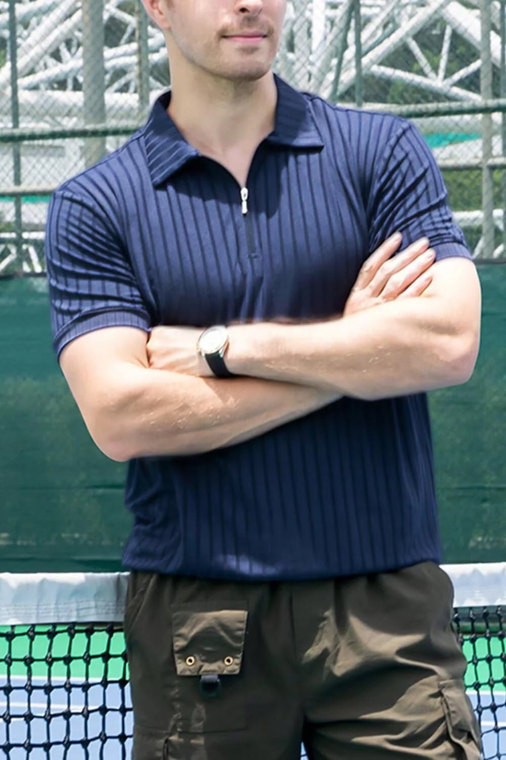 پولوشرت مردانه آستین کوتاه، تی شرت بافتنی راه راه، پولوشرت زیپ دار، تی شرت گلف غیر رسمی مد روز