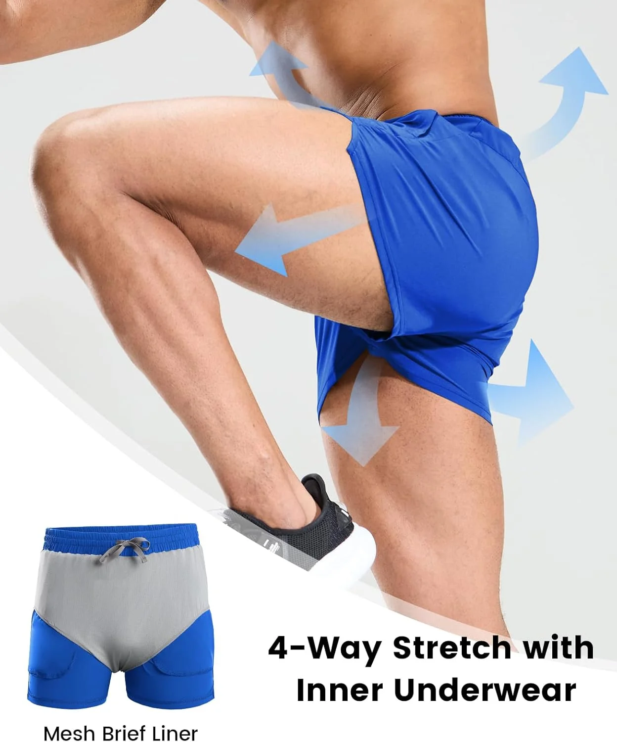 شورت ورزشی مردانه نپست، 3 اینچی، دارای لایه داخلی، خشک‌شونده سریع، سبک وزن، مناسب تمرینات ورزشی و باشگاه، دارای جیب زیپ‌دار