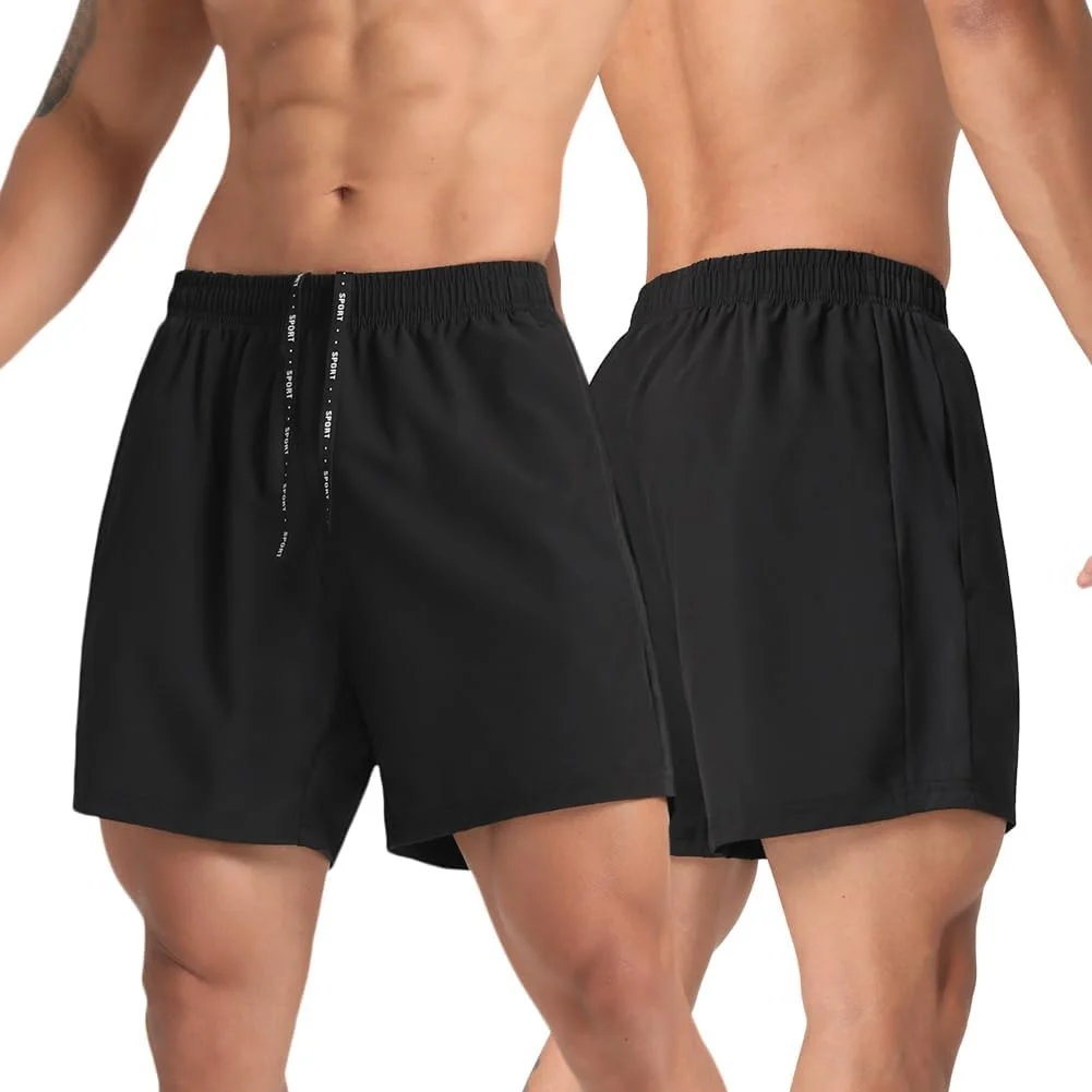 ست 2 عددی شلوارک ورزشی مردانه سبک وزن، مناسب دویدن و تمرینات ورزشی، با جیب زیپ دار