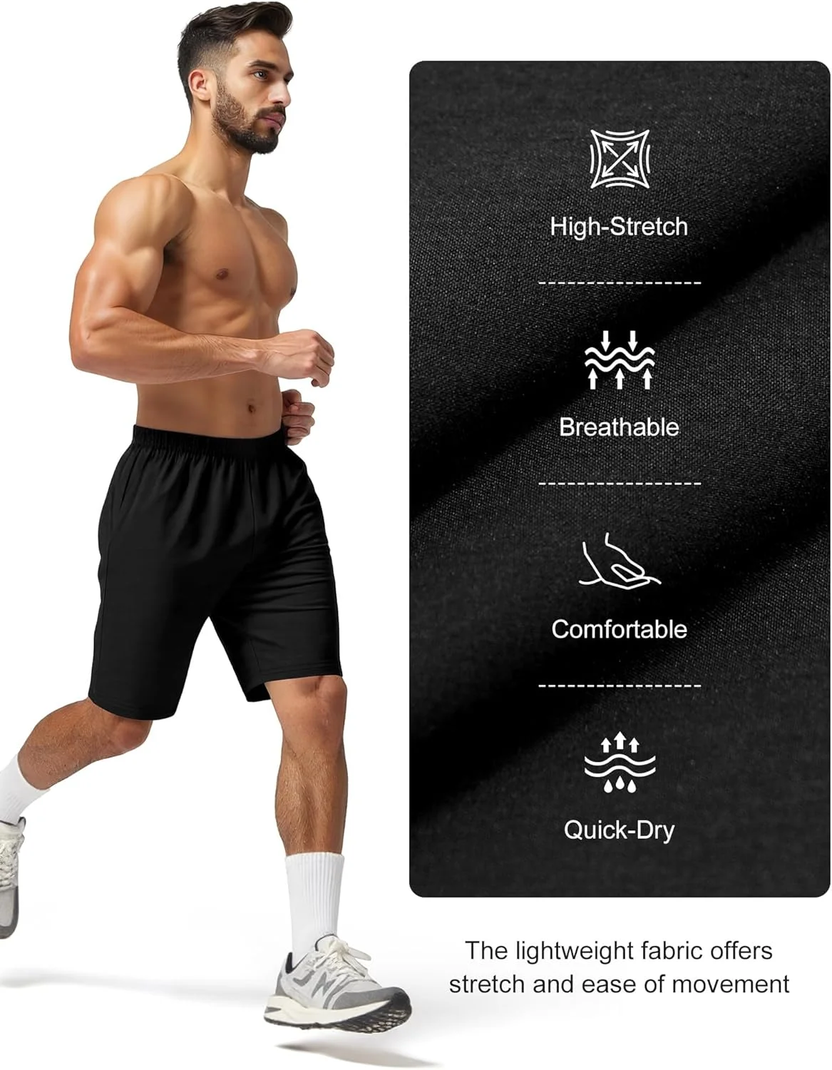 شلوارک ورزشی مردانه 9 اینچی، شلوارک دویدن سریع خشک، شلوارک ورزشی سبک وزن برای باشگاه و بسکتبال با جیب