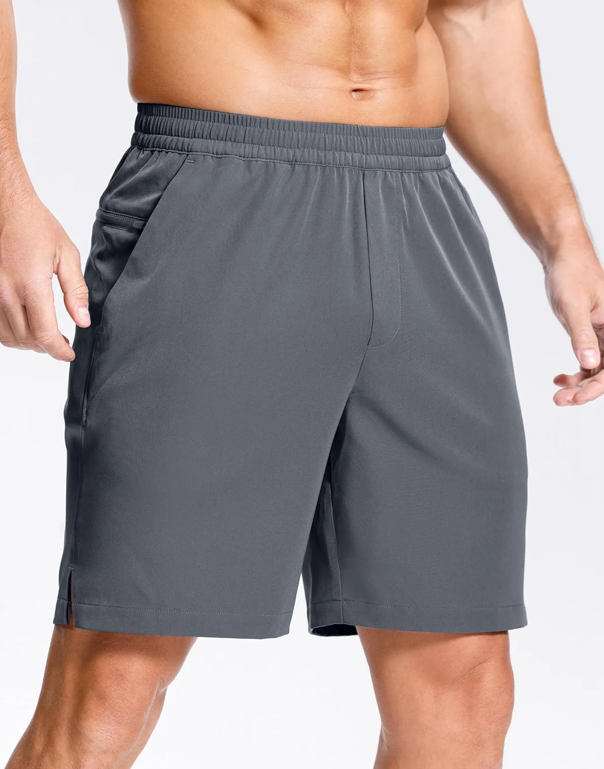 شلوارک ورزشی مردانه GGJ، سبک وزن، با جیب زیپ دار، مناسب باشگاه، دویدن، تنیس، خشک شونده سریع