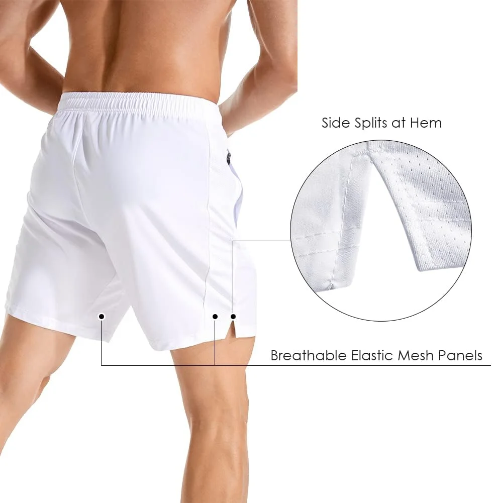 شلوارک ورزشی مردانه 7 اینچی، سبک وزن، با قابلیت خشک شدن سریع، مناسب تمرینات ورزشی باشگاه با جیب های زیپ دار