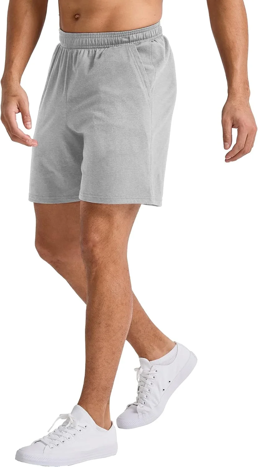 شلوارک ورزشی مردانه نخی Hanes Originals با جیب، مدل Pull-on Jersey، سایز 7 اینچ