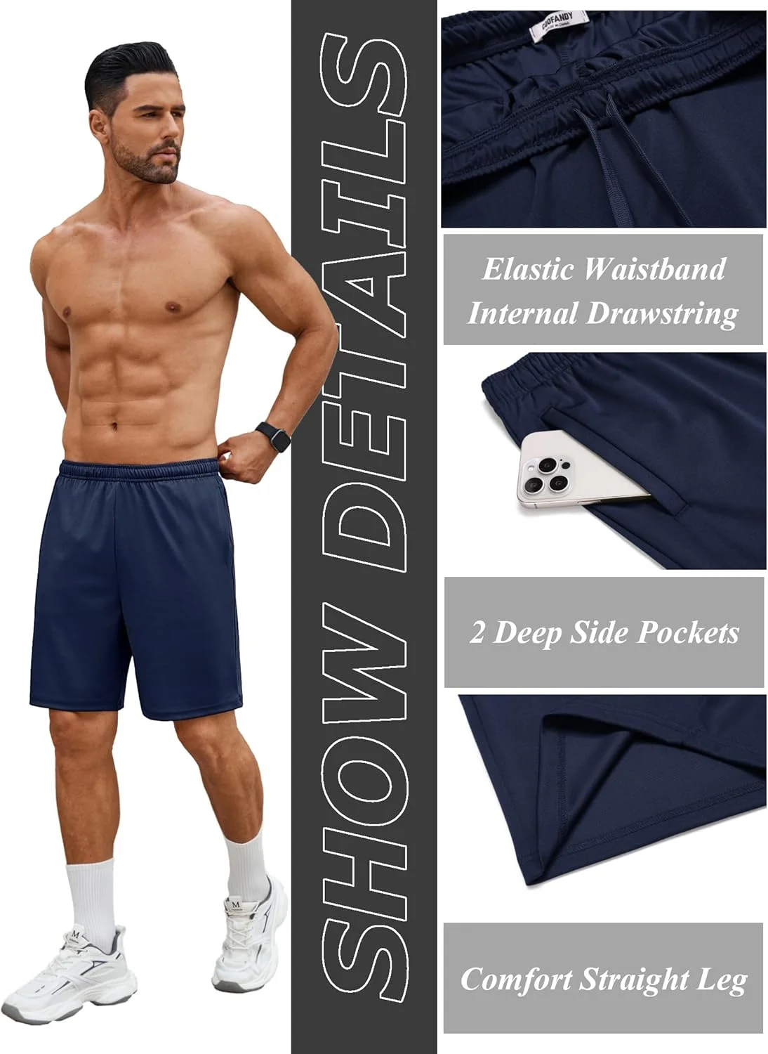 شلوارک ورزشی مردانه COOFANDY مناسب باشگاه و تمرین، قد 7 اینچ، کشی، سبک وزن، مناسب دویدن و تمرین با جیب