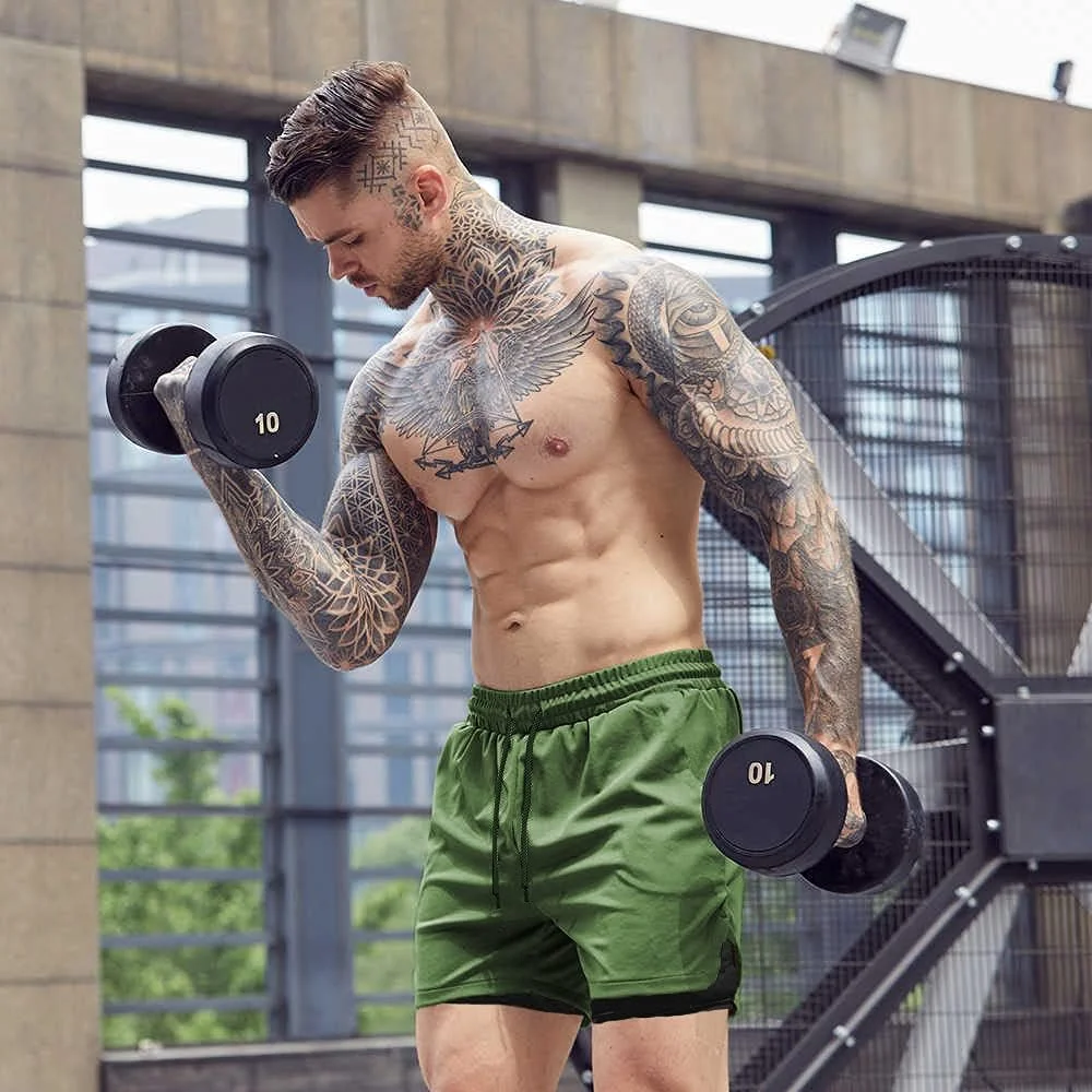 شورت ورزشی مردانه COOFANDY، بسته 2 عددی، شورت 2 در 1 مناسب دویدن، خشک‌شونده سریع، مناسب تمرینات ورزشی و جاگینگ، دارای جیب موبایل