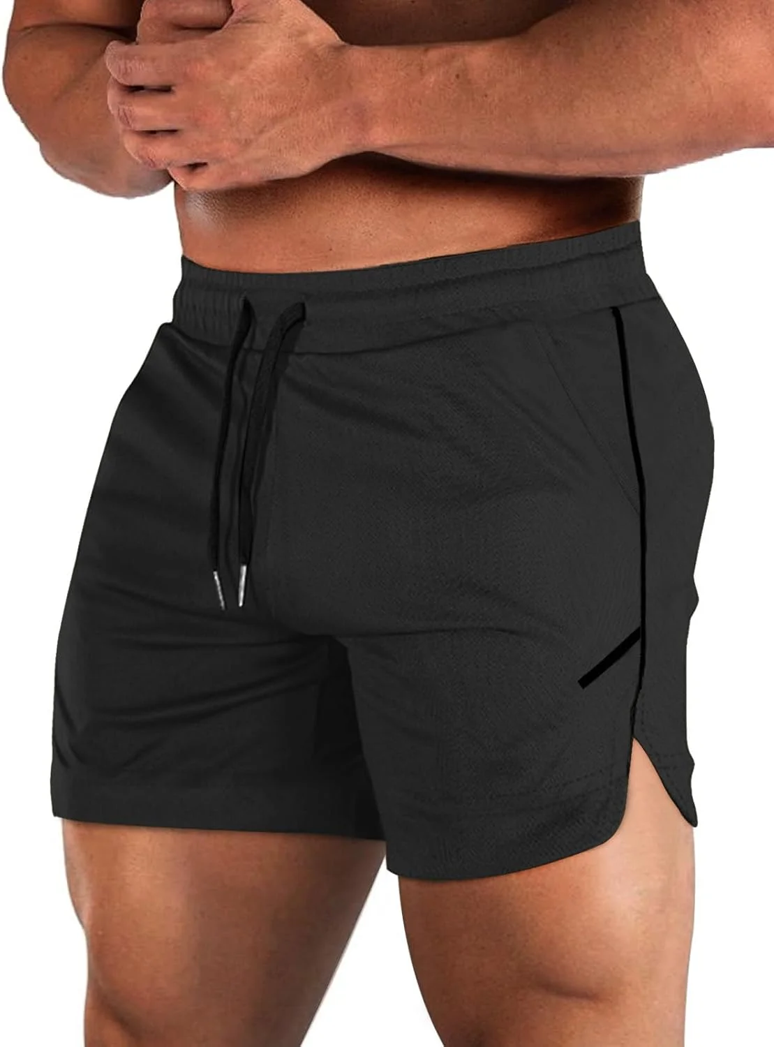 شورت ورزشی مردانه Aolesy با جیب زیپ دار، قد 5 اینچ، سبک وزن، مناسب باشگاه، دویدن و بدنسازی
