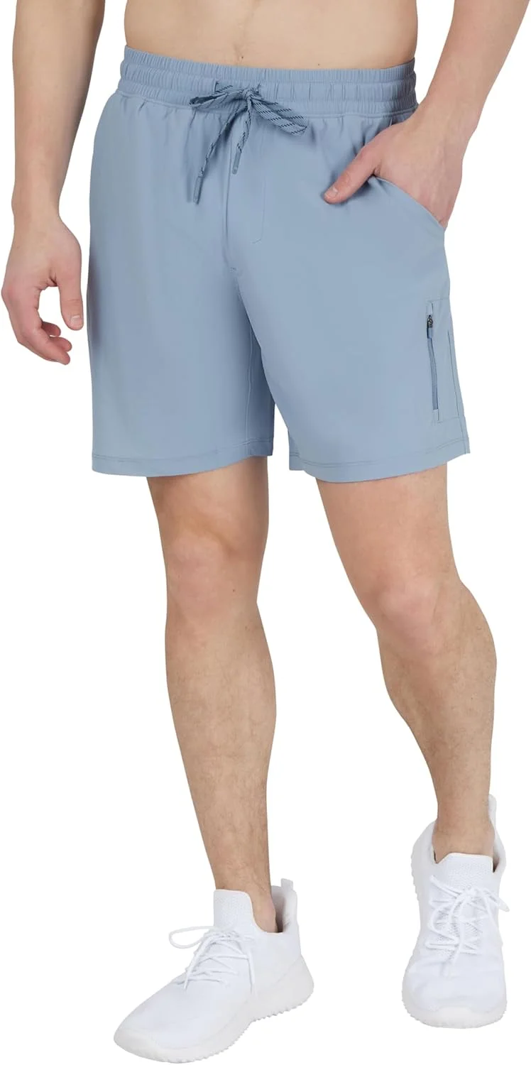 شلوارک ورزشی مردانه سبک وزن با قابلیت خشک شدن سریع 90 درجه بای رفلکس، دارای جیب زیپ‌دار 7 اینچی در طرفین و بند کشی