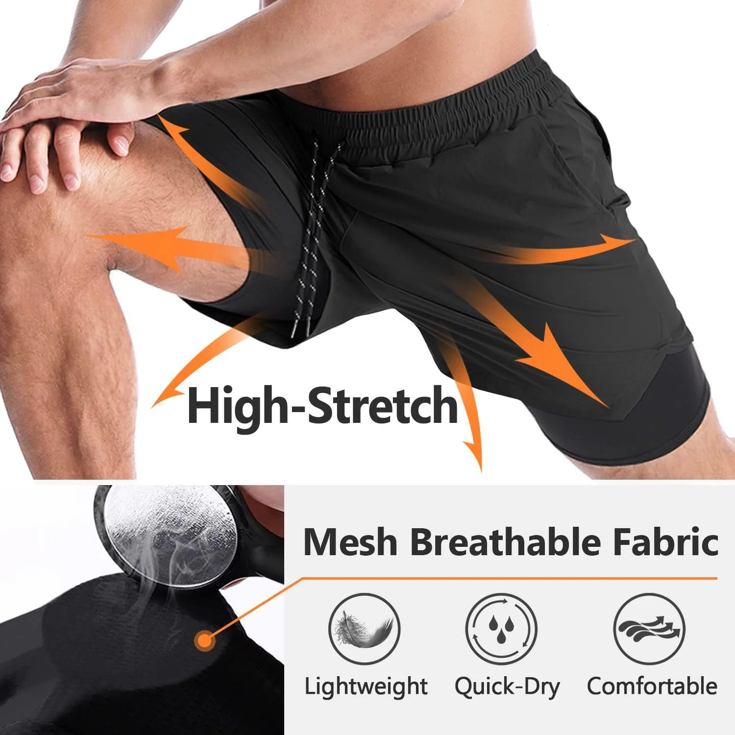 شلوارک ورزشی مردانه Aolesy مدل 2 در 1، شلوارک ورزشی 5 اینچی مناسب تمرینات ورزشی، شلوارک سبک و زود خشک با جیب شلوارک ورزشی مردانه Aolesy مدل 2 در 1، شلوارک ورزشی 5 اینچی مناسب تمرینات ورزشی، شلوارک سبک و زود خشک با جیب