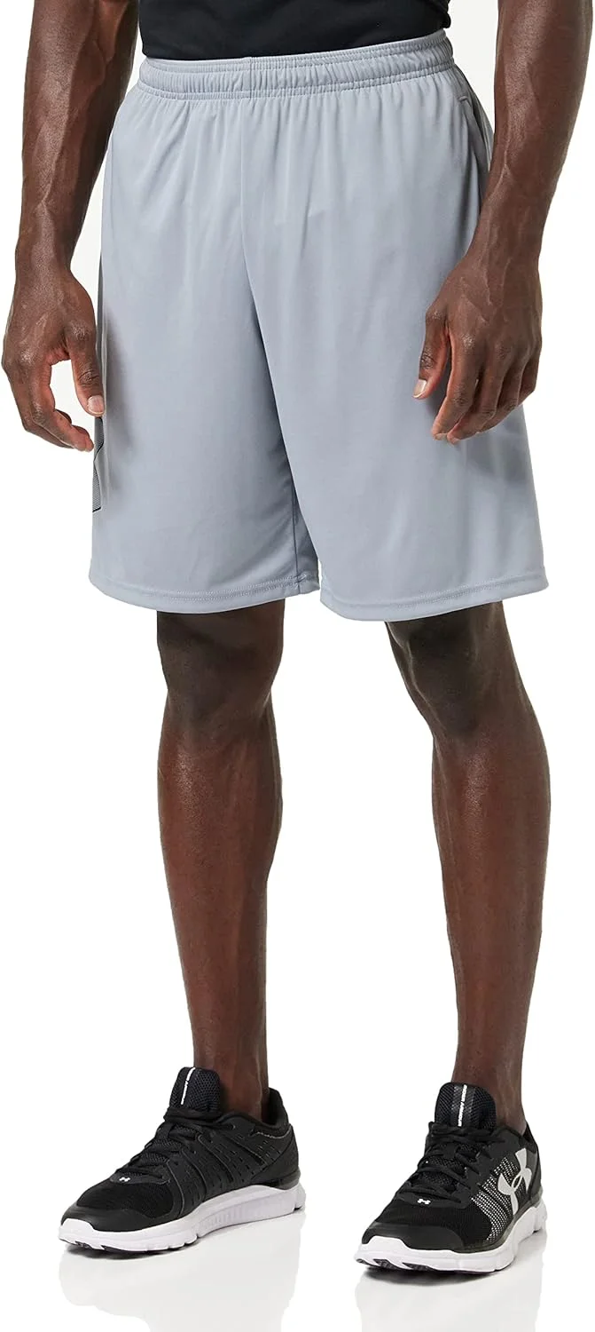 شلوارک ورزشی مردانه آندر آرمور مدل Tech Graphic، استیل (035)/مشکی، سایز 3X-Large Tall